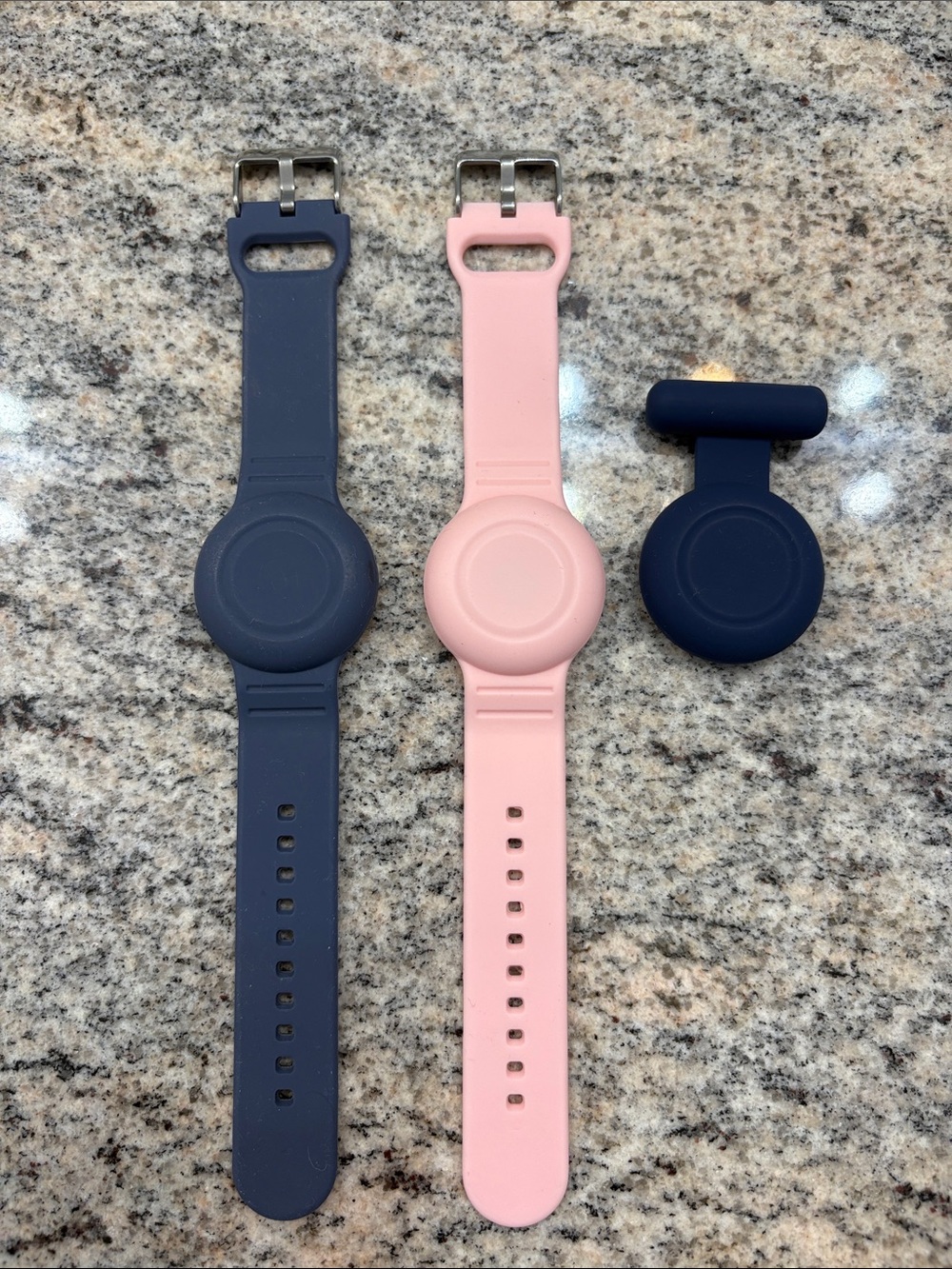 Silicone Clip & Wristband Set - Pink and Navy